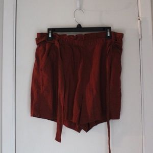 Paper Bag Style Burnt Orange Shorts